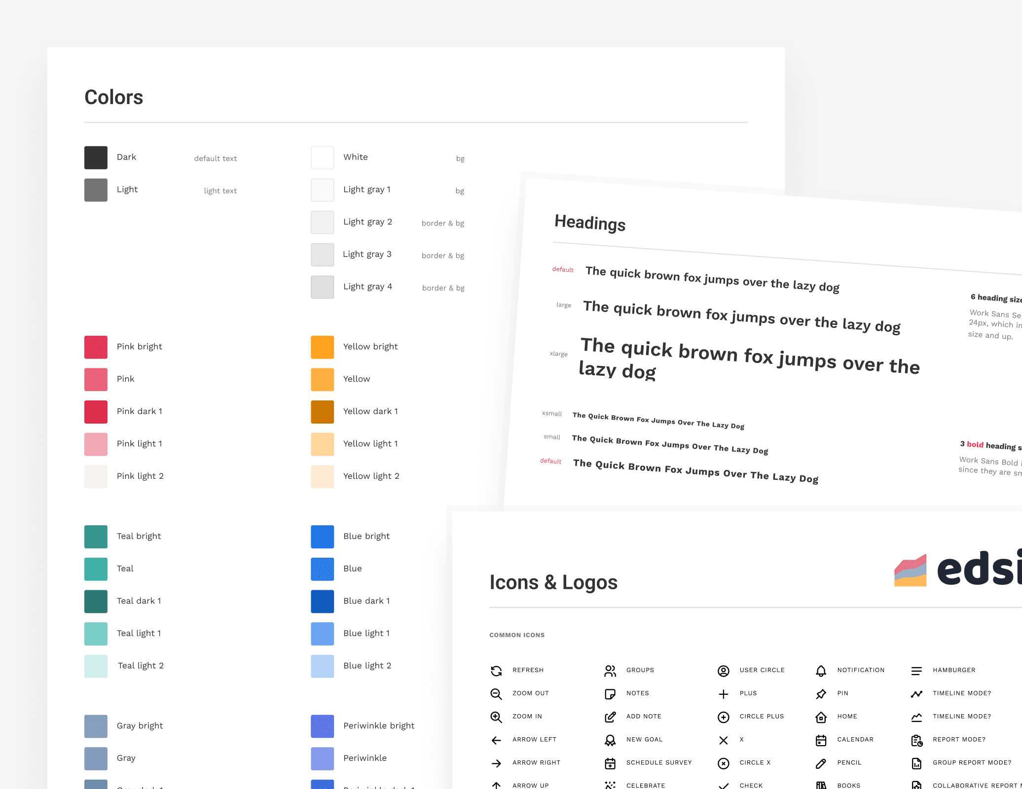Screenshots of Edsight's design systems